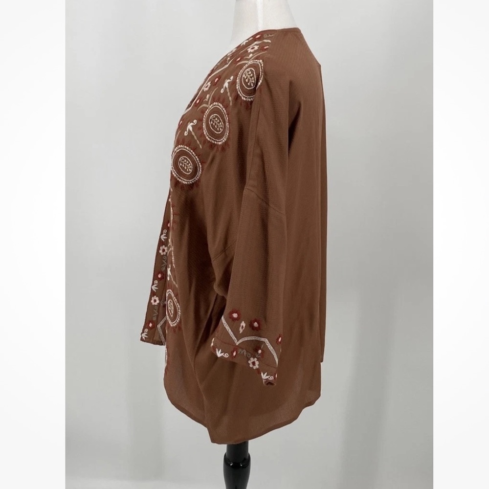 J Jill Womens OS Embroidered Kimono Open Front Cardigan One Size - Picture 4 of 6